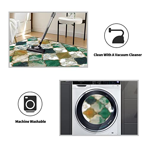 Rururug Large Rug 200x300 cm Vintage Classic Design Multicoloured Emerald Mustard Yellow Pattern for Living Room Bedroom Soft Touch Easy to Clean