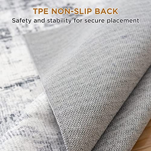 Vamcheer Machine Washable Rugs for Living Room - Modern Soft Faux Short Pile Area Rugs for Bedroom Dining Room Abstract Carpet for Office Kitchen Non Slip Non Shedding, 120x170CM, Grey