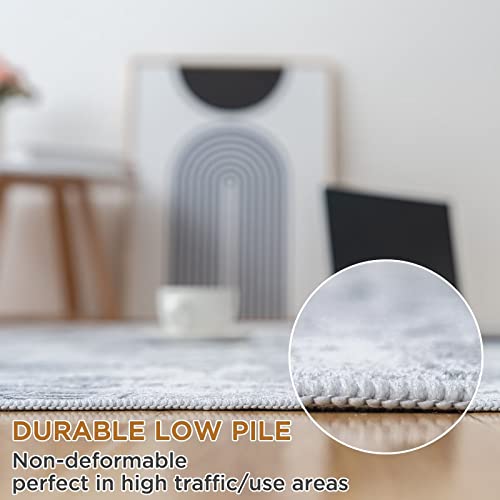 Vamcheer Machine Washable Rugs for Living Room - Modern Soft Faux Short Pile Area Rugs for Bedroom Dining Room Abstract Carpet for Office Kitchen Non Slip Non Shedding, 120x170CM, Grey
