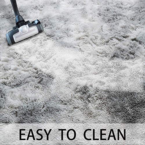 Calore Fluffy Area Rugs，Living Room Rugs Shaggy Area Rugs Bedroom Carpet Rugs living room Large Rug Soft Kids Room Rugs Comfortable Floor Mat for Home Decor (Grey White, 120 x 160 cm)