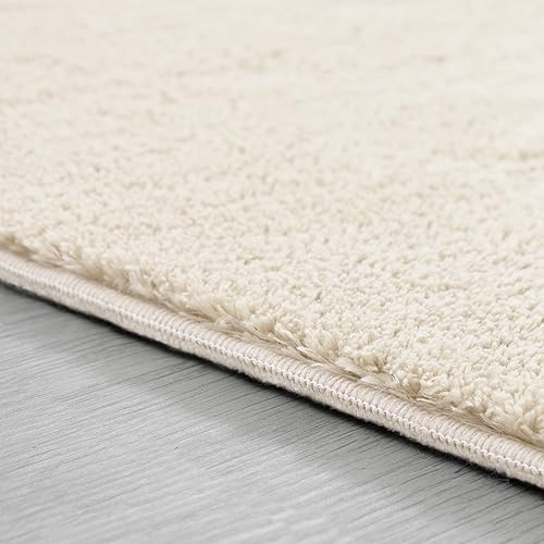 Paco Home Living Room Rug Fluffy Washable in Short Pile Soft, Size:140x200 cm, Colour:Cream