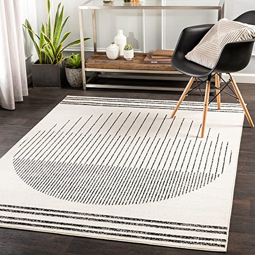 Surya Nairobi Geometric Rug - Scandi Area Rugs Living Room, Dining, Kitchen - Neutral, Aztec Abstract Rugs - Boho Rug Style, Easy Care Pile - Large Rug 130x170cm Black and Cream Rug