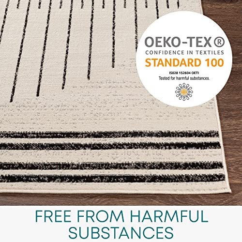 Surya Nairobi Geometric Rug - Scandi Area Rugs Living Room, Dining, Kitchen - Neutral, Aztec Abstract Rugs - Boho Rug Style, Easy Care Pile - Large Rug 130x170cm Black and Cream Rug