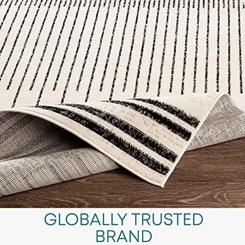 Surya Nairobi Geometric Rug - Scandi Area Rugs Living Room, Dining, Kitchen - Neutral, Aztec Abstract Rugs - Boho Rug Style, Easy Care Pile - Large Rug 130x170cm Black and Cream Rug