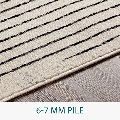 Surya Nairobi Geometric Rug - Scandi Area Rugs Living Room, Dining, Kitchen - Neutral, Aztec Abstract Rugs - Boho Rug Style, Easy Care Pile - Large Rug 130x170cm Black and Cream Rug