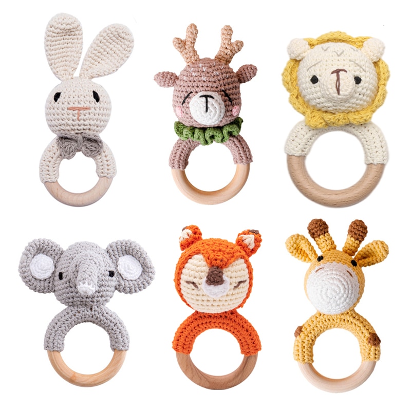 Crochet Animal Teething Rattle for Babies