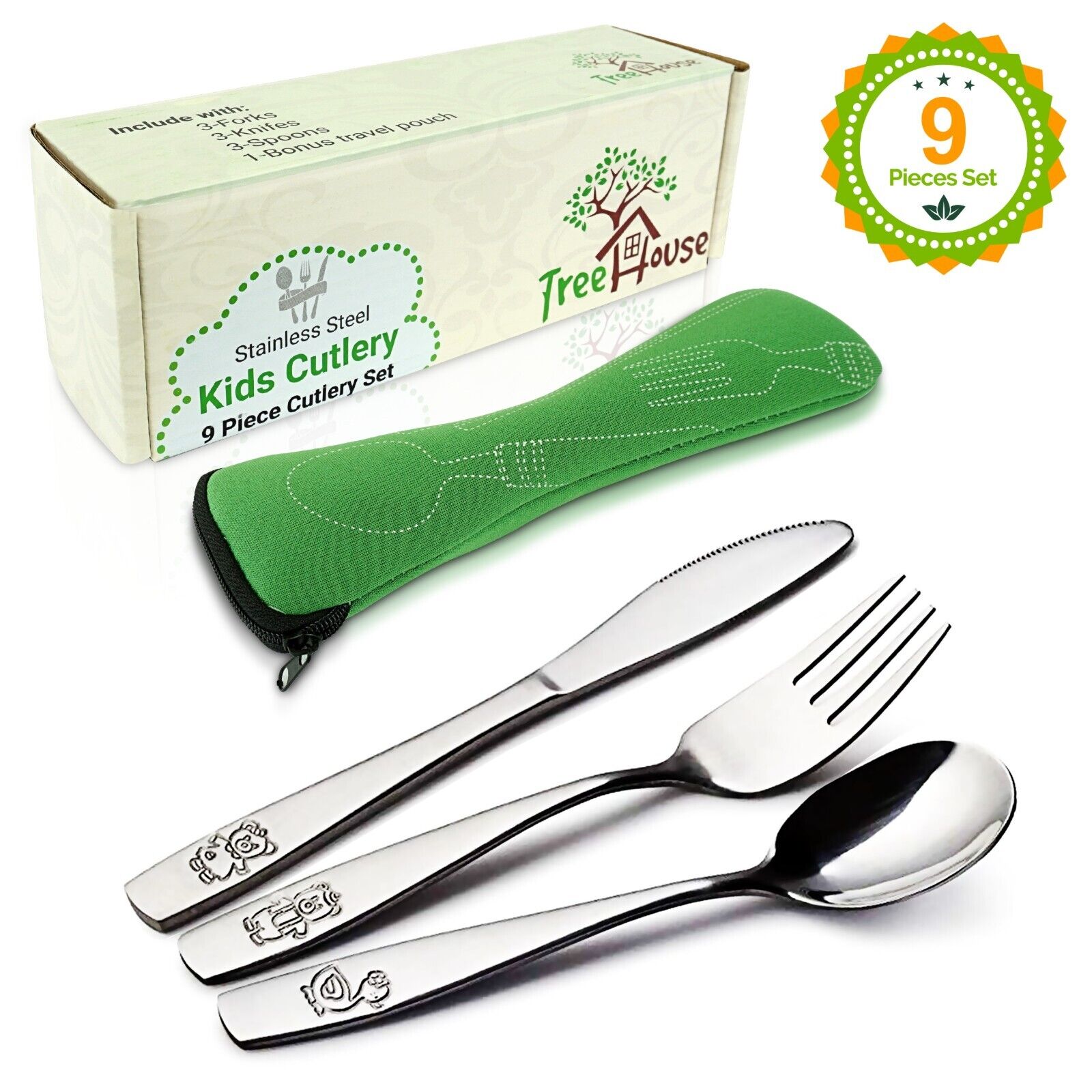 Stainless Steel Toddler Utensil Set (9PCS)