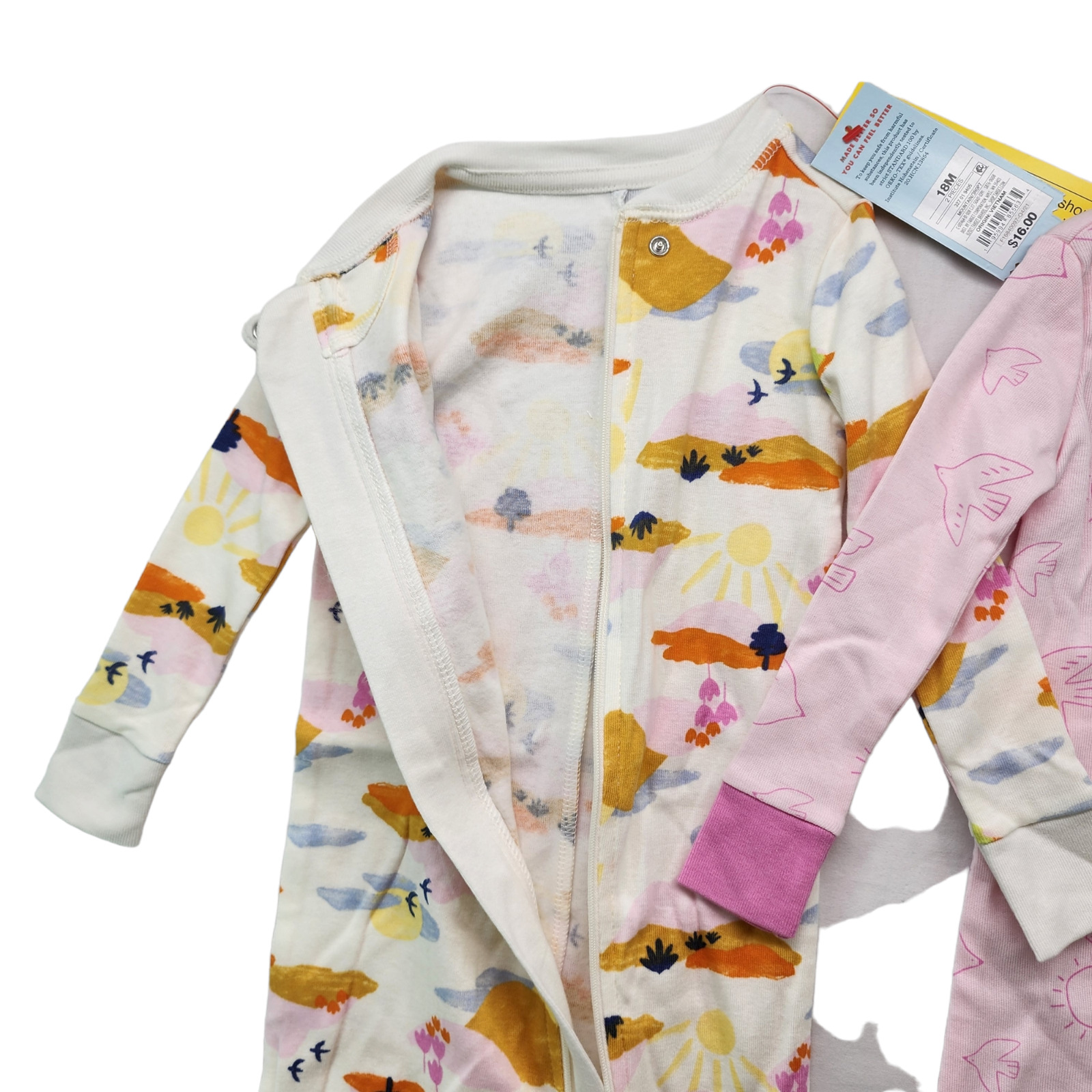 Pink Floral Baby Footless Pajamas - 2 Pack
