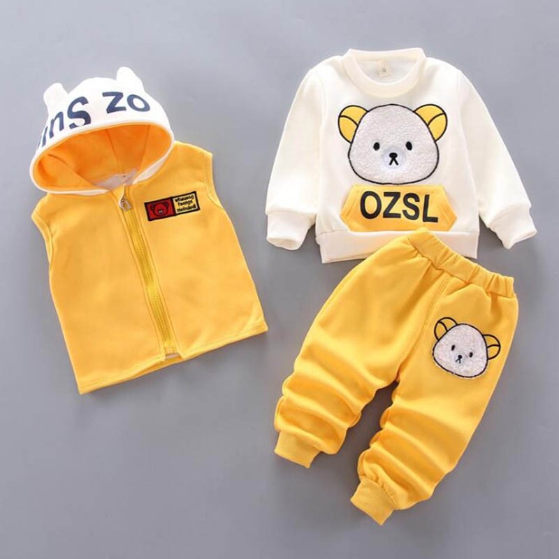 3PCS Baby Fleece Hooded Outfits – Unisex