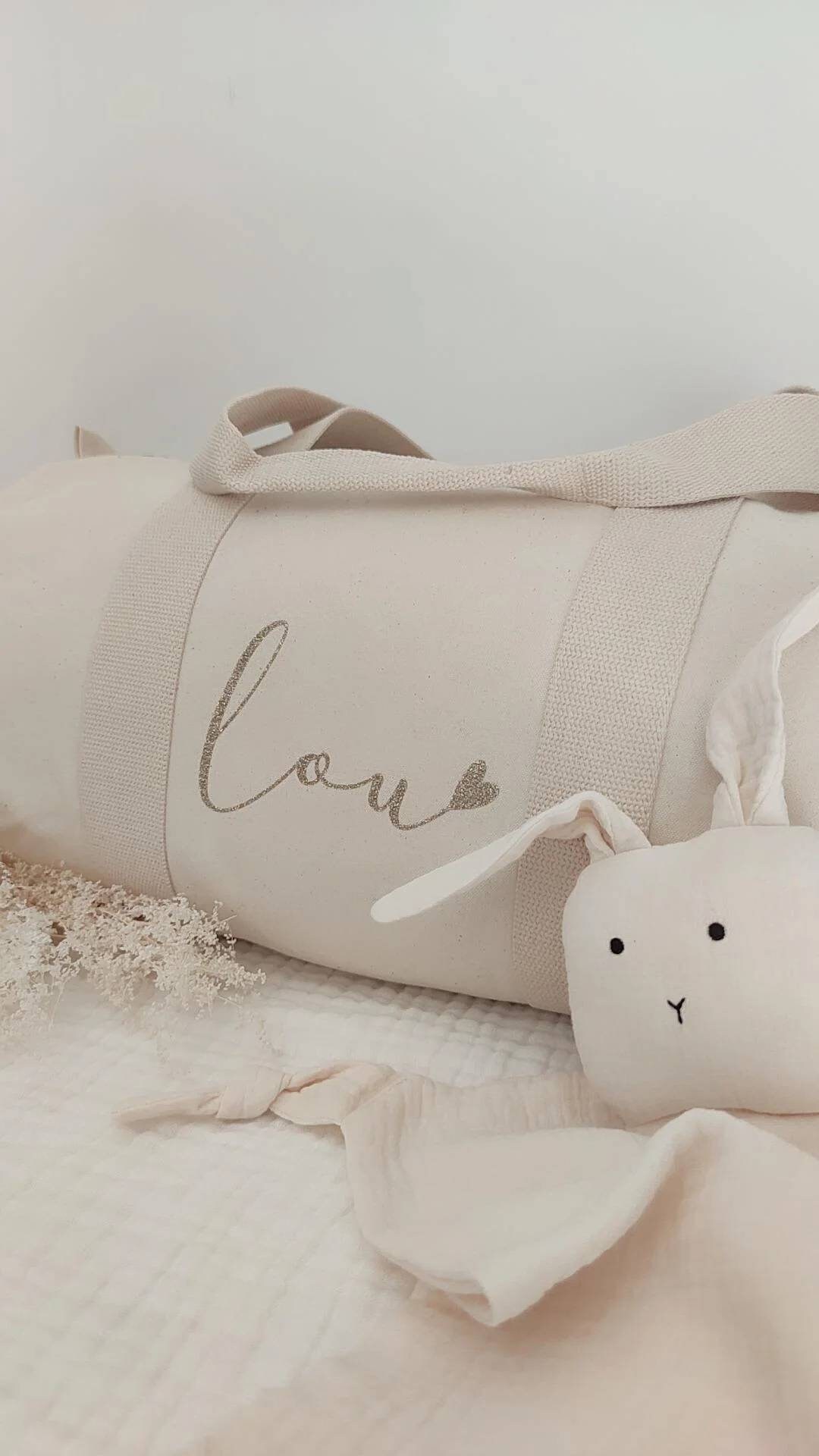 Personalized ecru duffel bag