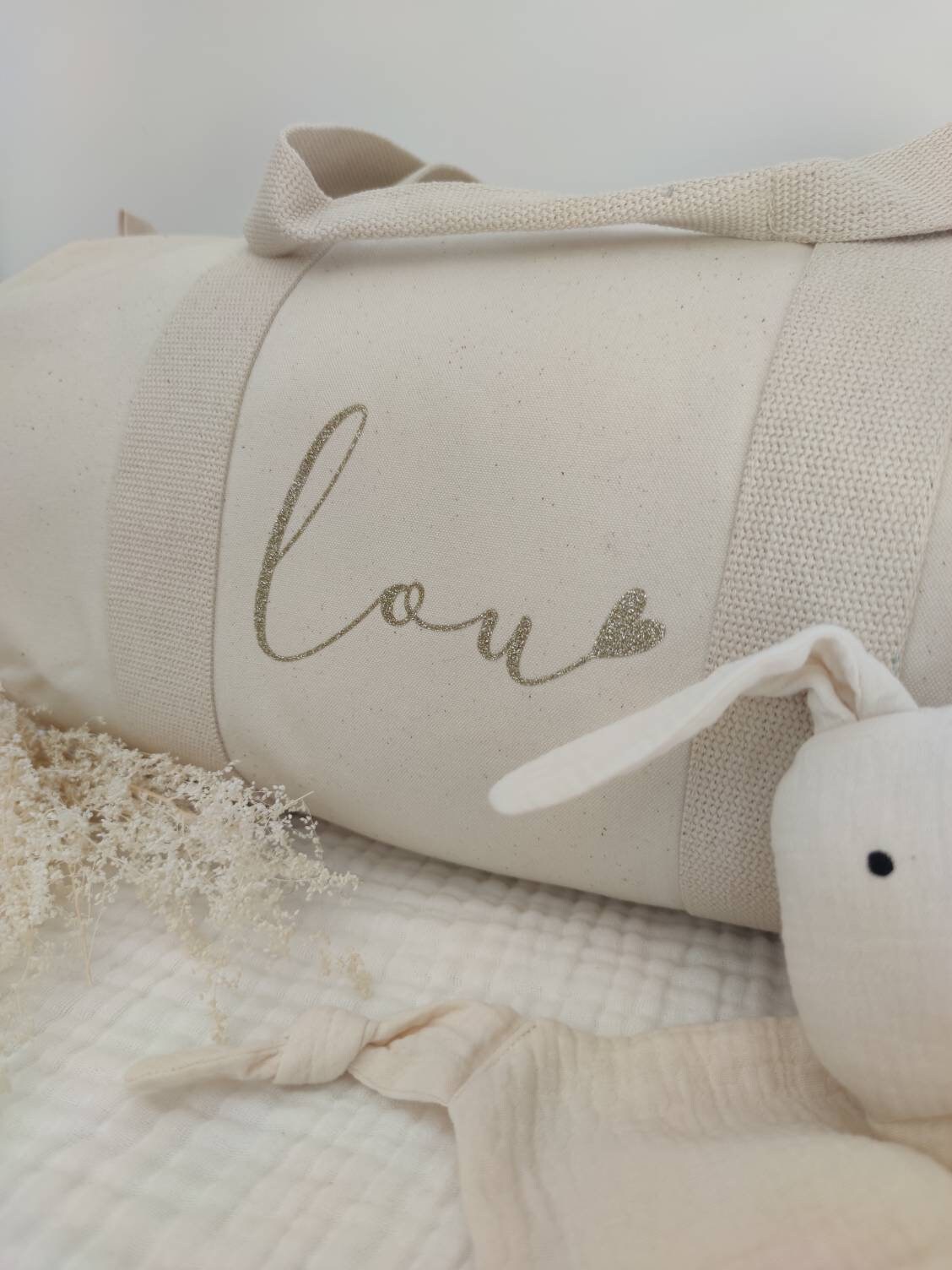 Personalized ecru duffel bag