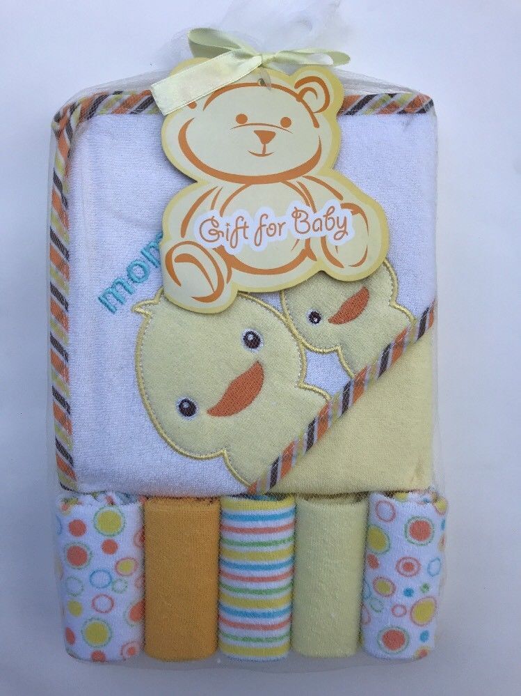 Yellow Duck Hooded Towel & Washcloth Set
