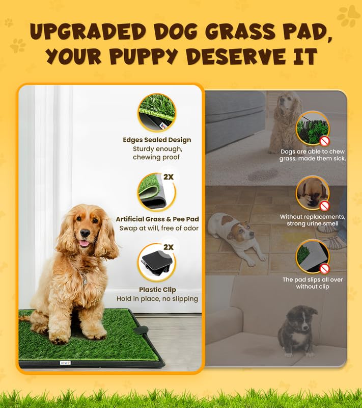 Dog Grass Pad with Tray, 4-Layer Guard, Reusable