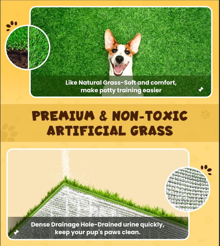 Dog Grass Pad with Tray, 4-Layer Guard, Reusable