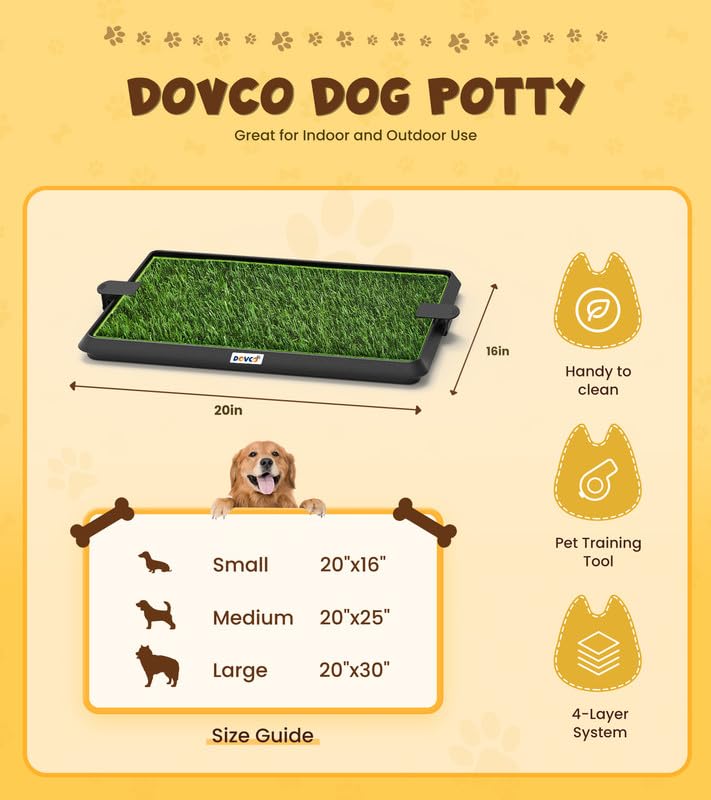 Dog Grass Pad with Tray, 4-Layer Guard, Reusable