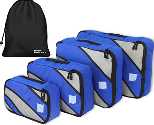 Blue Travel Packing Organizers with Laundry Bag - Set of 4
