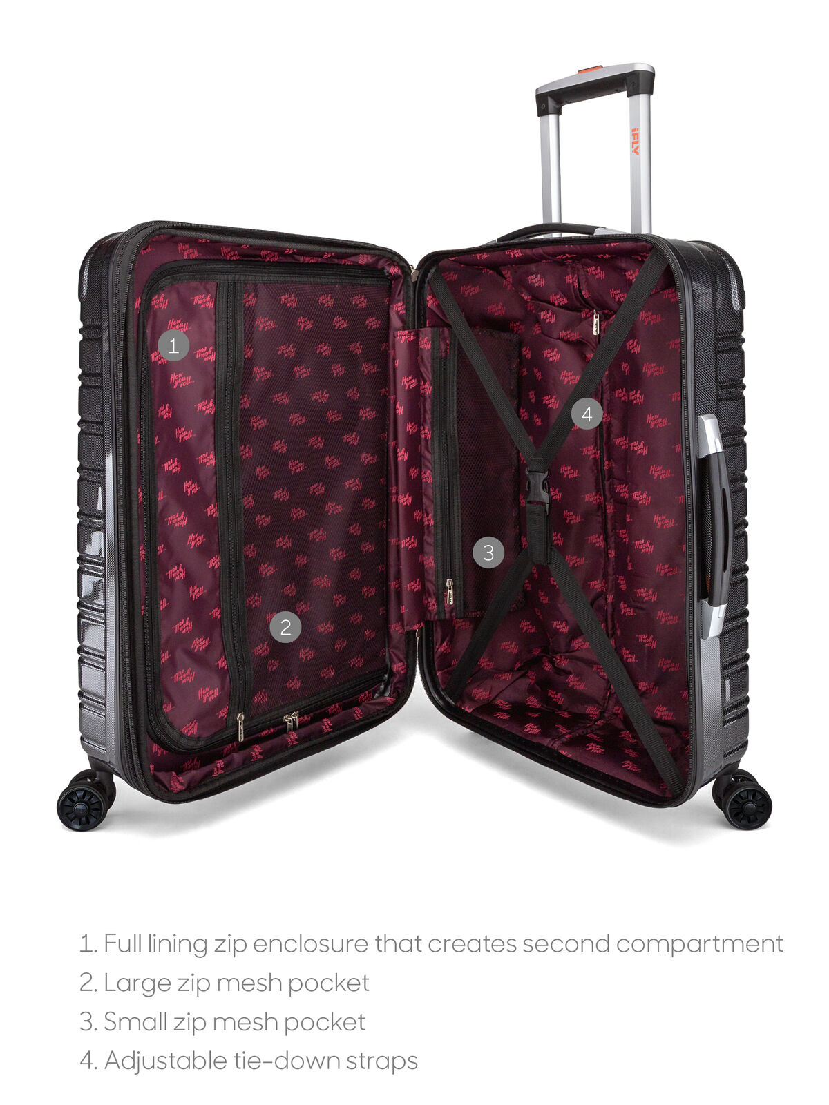 iFLY Hardside Luggage Fibertech 20 Inch Carry-on Luggage, Black