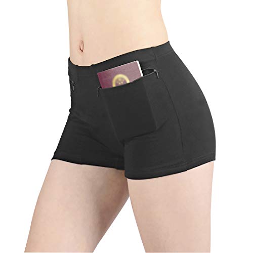 Women's Travel Panties with Secret Pocket, Small (Black)