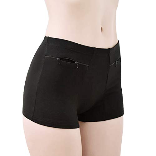 Women's Travel Panties with Secret Pocket, Small (Black)
