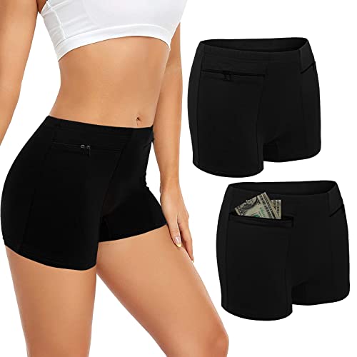 Women's Secret Pocket Travel Underwear - Black (2 Pack)