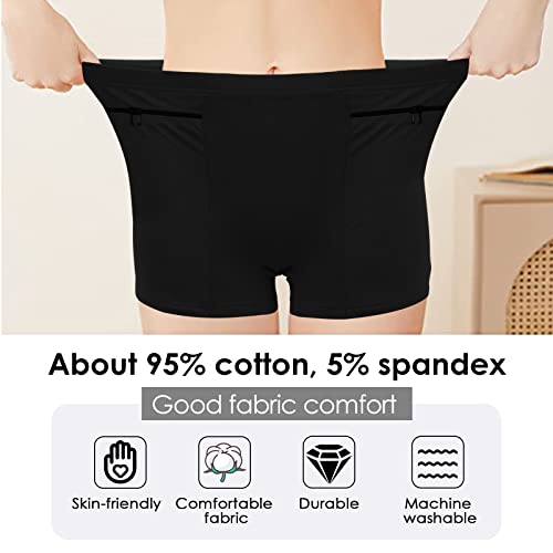 Women's Secret Pocket Travel Underwear - Black (2 Pack)