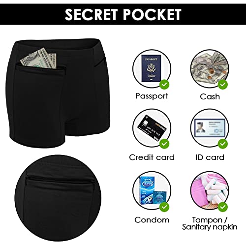 Women's Secret Pocket Travel Underwear - Black (2 Pack)