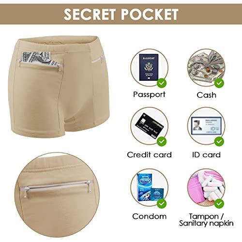 ANLINKSHINE Women's Travel Underwear with Secret Pockets - Nude