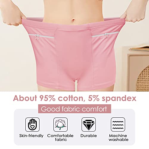 ANLINKSHINE Women's Secret Pocket Travel Boxers (Pink) - XL