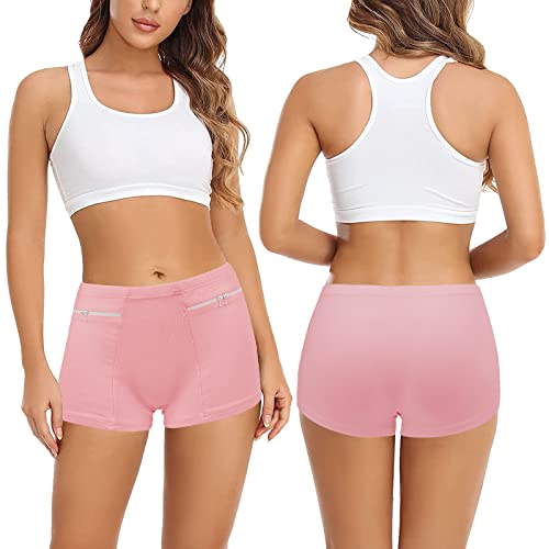 ANLINKSHINE Women's Secret Pocket Travel Boxers (Pink) - XL
