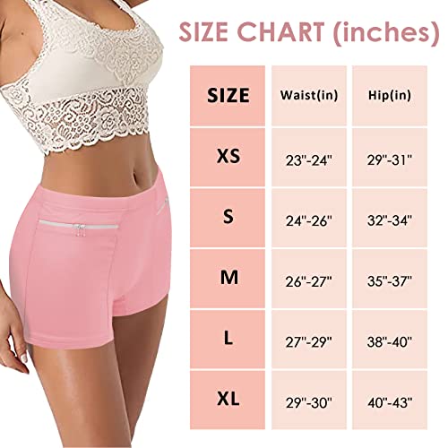 ANLINKSHINE Women's Secret Pocket Travel Boxers (Pink) - XL