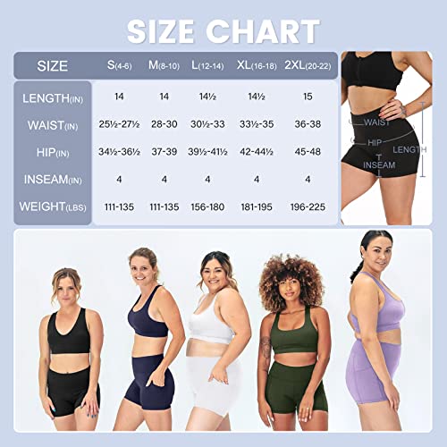 Women's High Waist Workout Shorts with Pockets - White