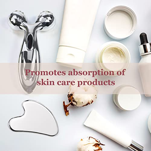 Stainless Steel Gua Sha and Face Roller Set