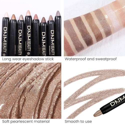 8Pcs Cream Eye Shadow Sticks Set- Waterproof Matte