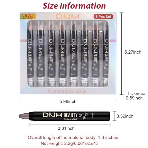 8Pcs Cream Eye Shadow Sticks Set- Waterproof Matte