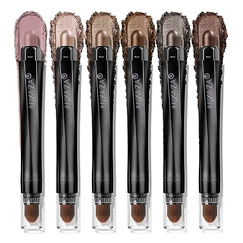 LUXAZA 6 PCS Neutral Metallic Eyeshadow Stick Pencil