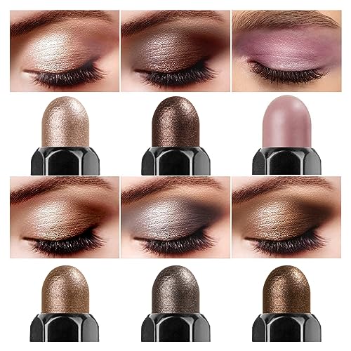LUXAZA 6 PCS Neutral Metallic Eyeshadow Stick Pencil