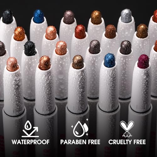 GLAMEER 8 Colors Glitter Eyeshadow Stick Set, Waterproof