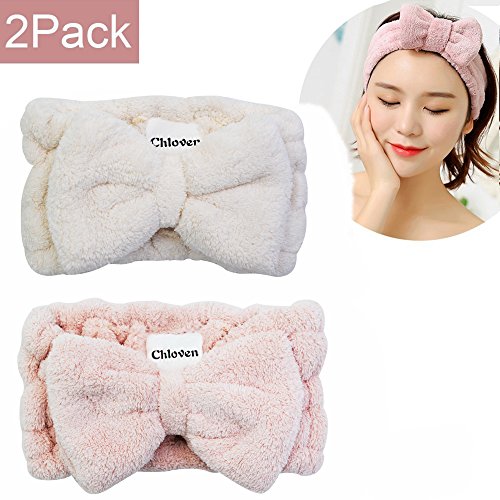 Chloven Microfiber Bowtie Headbands for Facial Makeup and Spa
