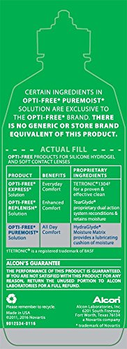 Opti-Free Puremoist Multi-Purpose Disinfecting Solution, 10oz, Lens Case