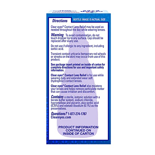 Clear Eyes Contact Lens Relief Eye Drops, 0.5oz