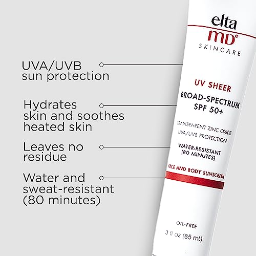 EltaMD UV Sheer SPF 50+ Mineral Sunscreen, 3.0 Oz