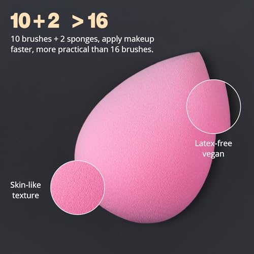 Professional Makeup Brush Set with Blender Sponges