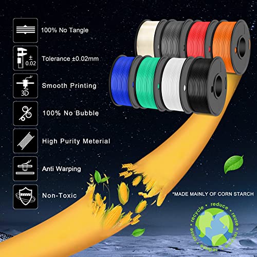 SUNLU 3D Printer Filament Bundle, 1.75mm, 8 Colors