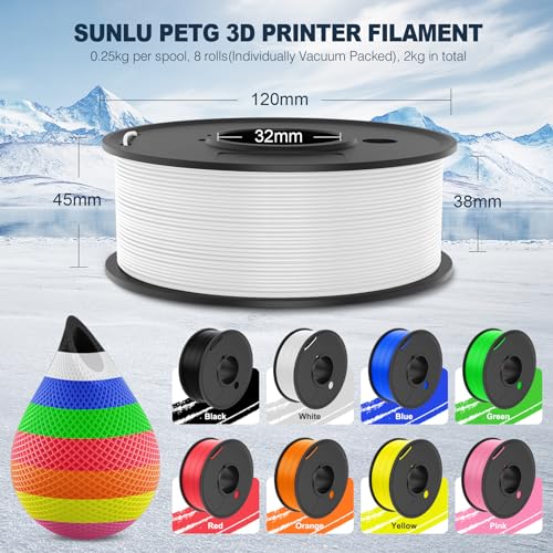 SUNLU PETG Filament Bundle - 1.75mm, 8 Pack