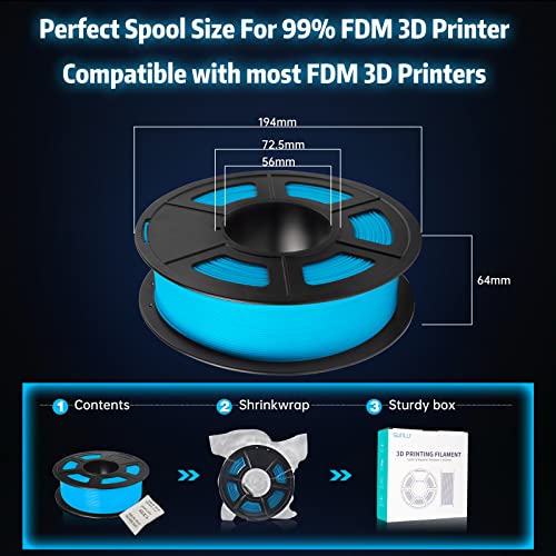 SUNLU Glow Blue PLA Filament for 3D Printers