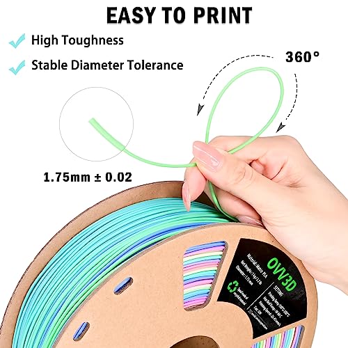 Rainbow PLA Filament 1.75mm Multicolor for 3D Printers