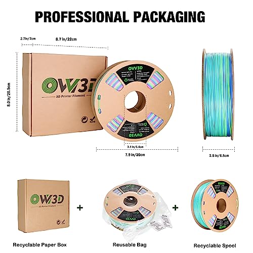 Rainbow PLA Filament 1.75mm Multicolor for 3D Printers