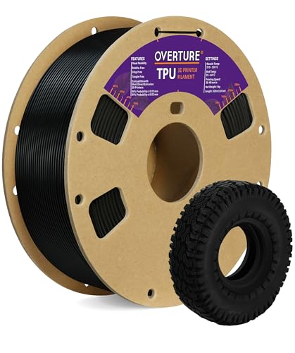OVERTURE TPU Filament, Flexible 1kg Spool, Black