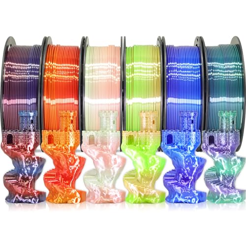 MIKA3D 6 Spools Color Change Silk PLA Filament Bundle