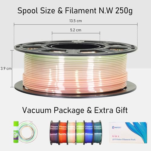 MIKA3D 6 Spools Color Change Silk PLA Filament Bundle